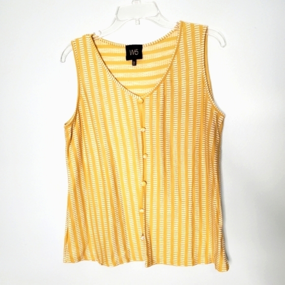 W5 Tops - W5 Yellow Patterned Tank Top With Buttons XL